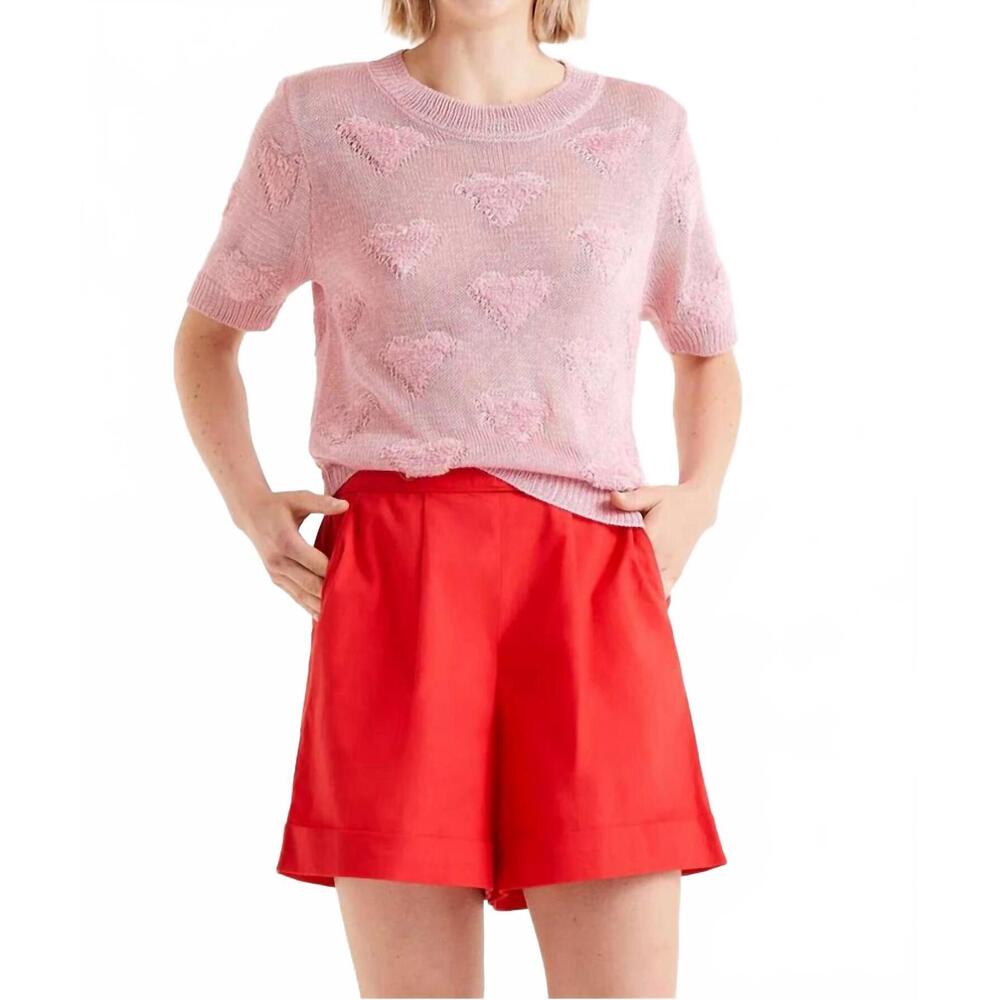 NEW COMPANIA FANTASTICA crochet heart sweater in pink